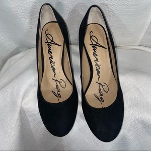 American Rag Black Suede Round-Toe Heels